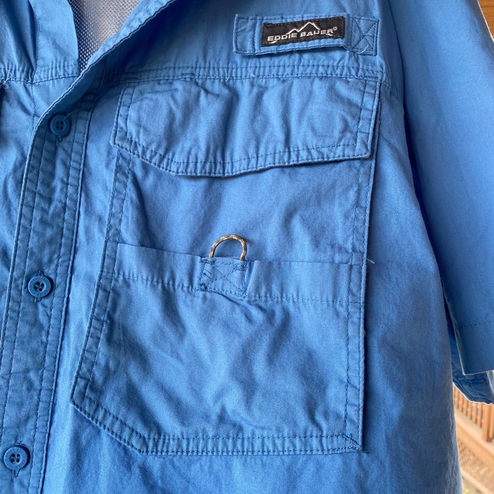 Eddie Bauer Short Sleeve Fishing Shirt XL Has ALL the Bells n Whistles - Picture 5 of 12